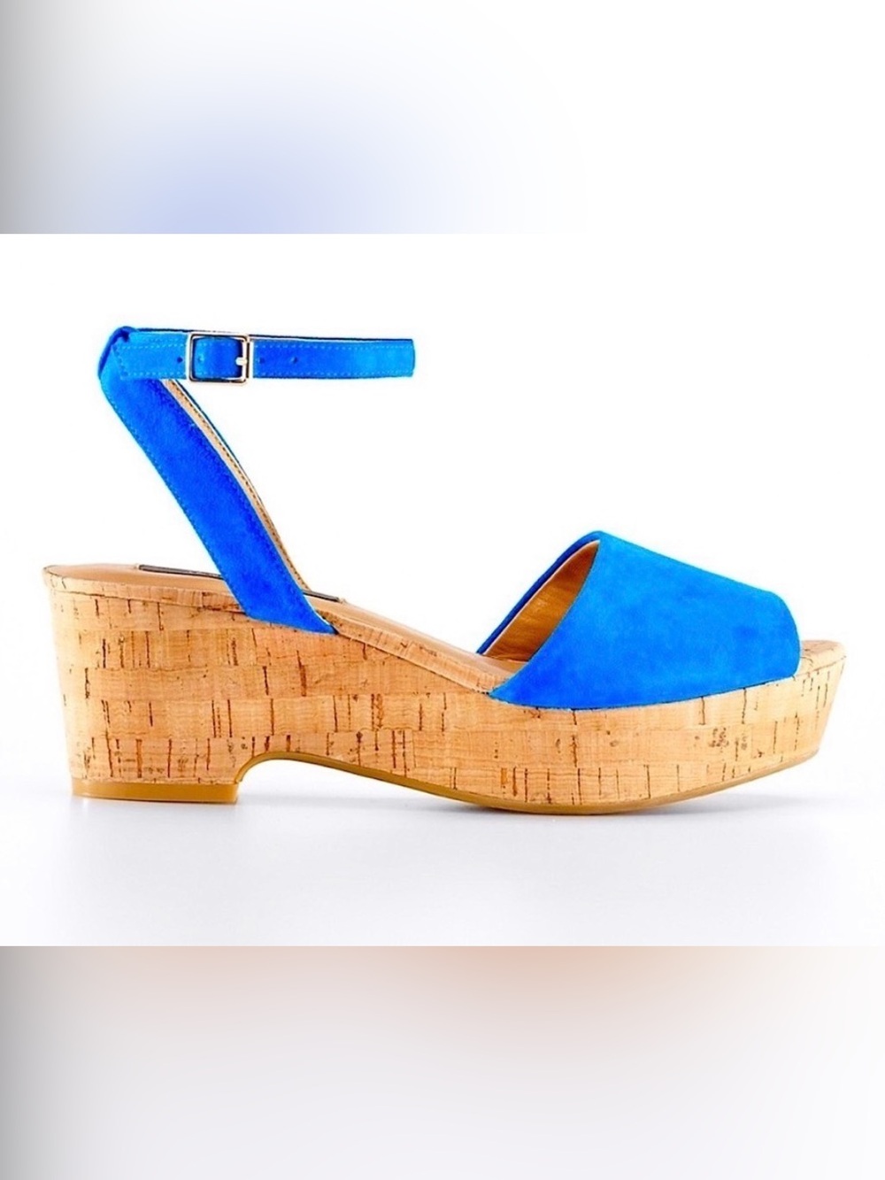 𝅺Ann Taylor Blue Suede Hallie Wedges Size 9